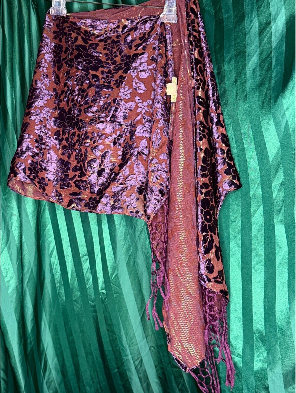 Staring at Stars Urban Outfitters Velvet Burnout Fringe Scarf Wrap Purple Mauve